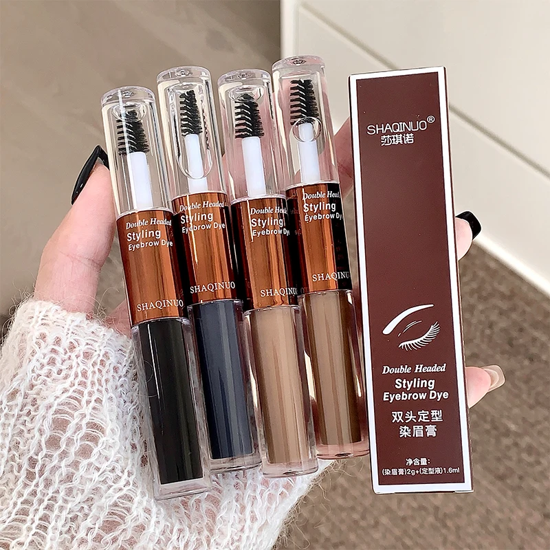 ماسكارا حواجب مزدوجة الأطراف من SHAQINUO على شكل ولون مع عقد يدوم طويلاً، مقاومة للماء ومقاومة للتلطخ لفييني ذو مظهر طبيعي