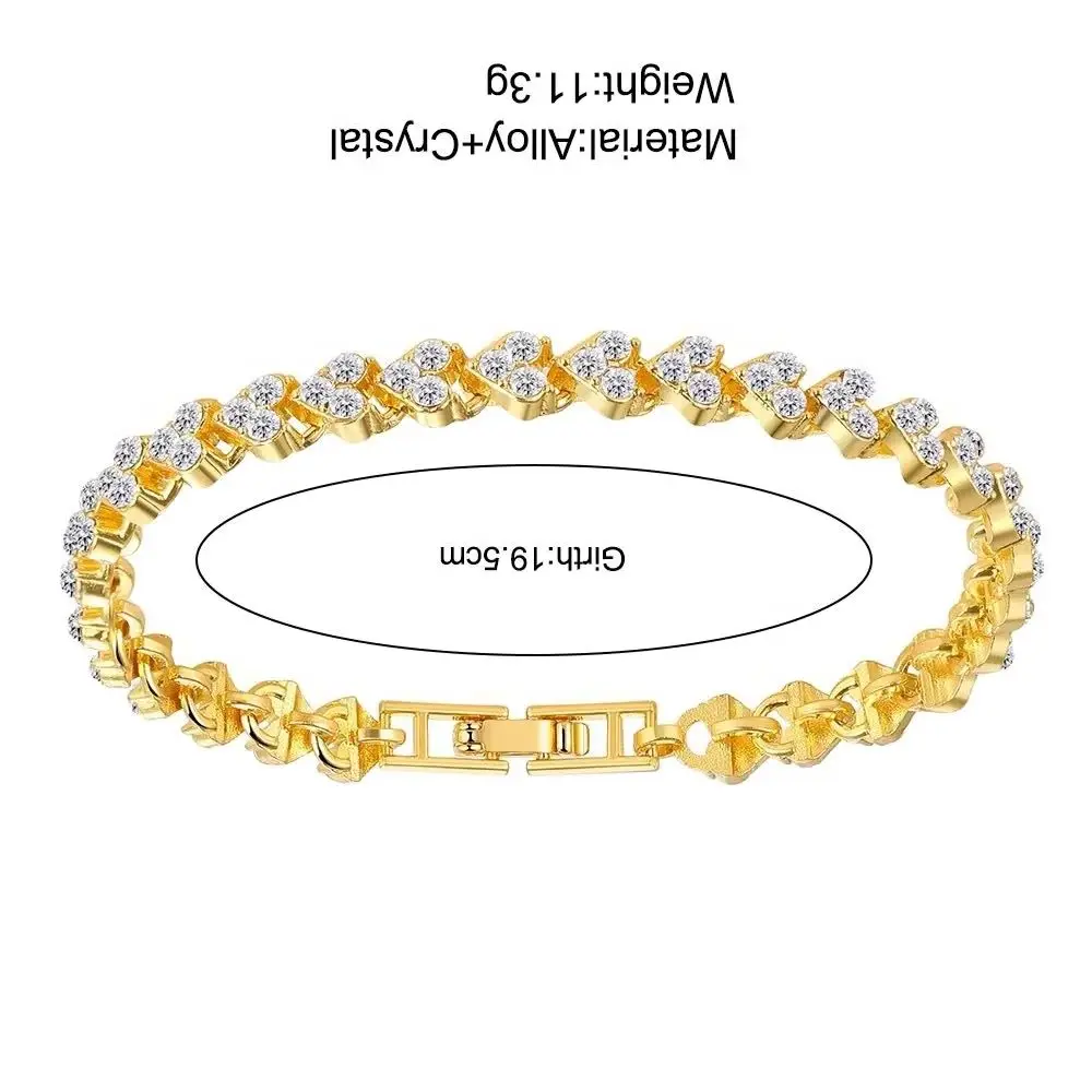 Newly Water Drill Heart Encrusted Roman Bracelet Minority Design Sense Ins Simple Crystal Zircon Wedding Bracelet