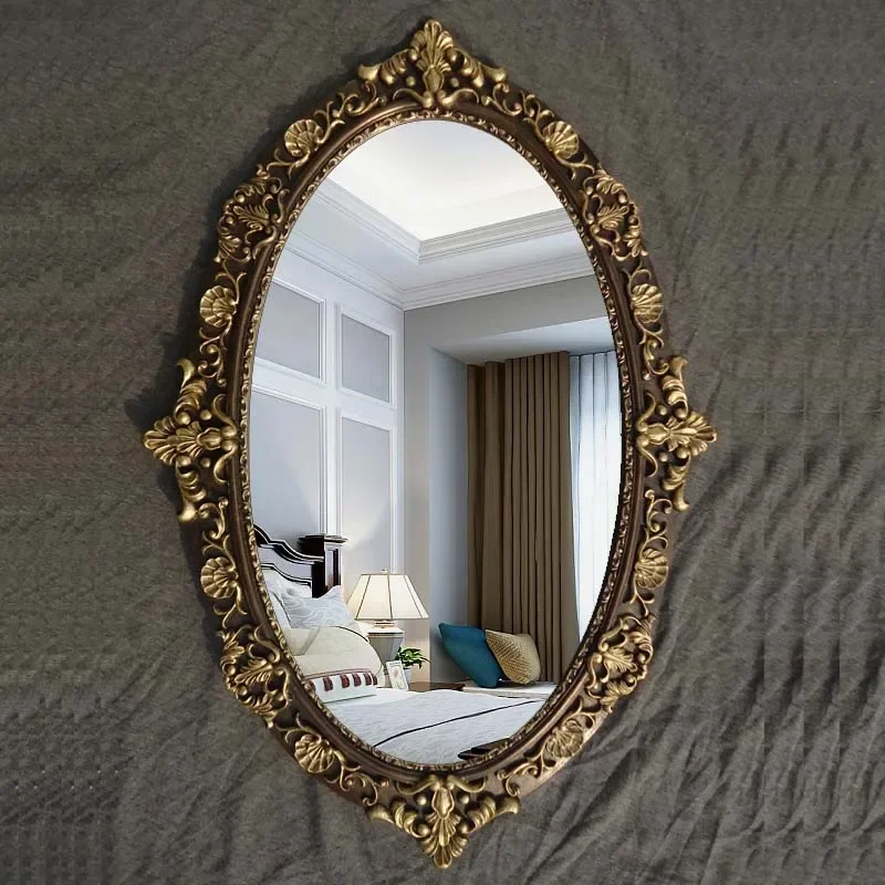

Vintage Vanity Golden Mirror Room Simplicity Decoration Bathroom Mirrors Aesthetic Shower Living Espelhos Decorativos Small