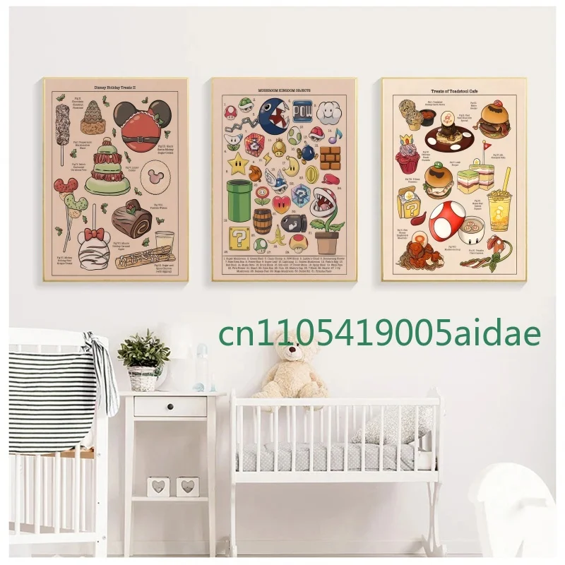 

Vintage Video Game Cartoon Figure Super Marios Cute Canvas Poster Print Wall Art Painting Bedroom Living Room Decoration Cuadros