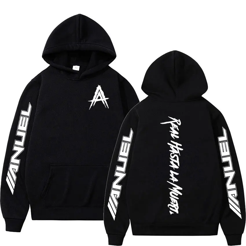 

Rapper Anuel AA Hoodie Real Hasta La Muerte Graphic Hoodies Men's Women Vintage Gothic Hip Hop Hooded Sweatshirts Streetwear