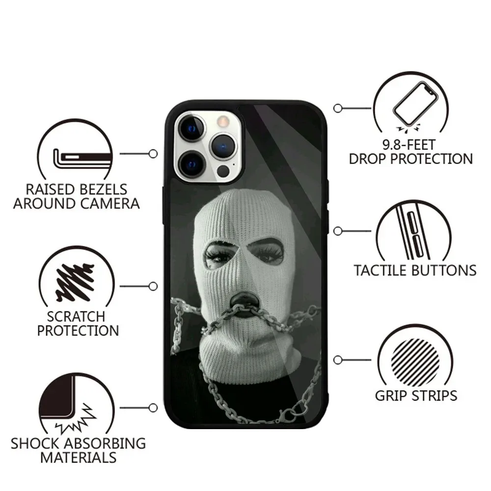 Masked Thug Life Teared Girl Phone Case Strong Magnetic For IPhone15,14,13,Pro,Max,Plus,11,12,Mini For Magsafe Wireless Charging