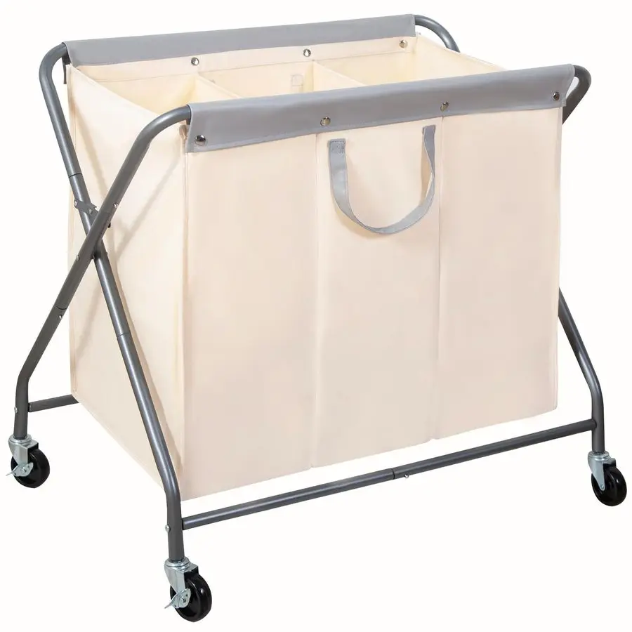

160L Collapsible Laundry Hamper with Wheels, Rolling Laundry Basket, Heavy Duty Cloth Sorter with Removable Bag, Folding X Frame