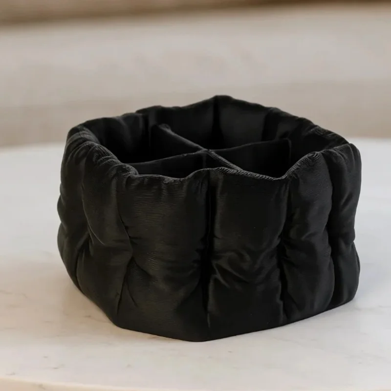 Modern Quilted Desktop Storage Caddy 3D‑Printed, Plastic Soft‑Grid Divided Organizer, Tabletop Container for Small Accessories