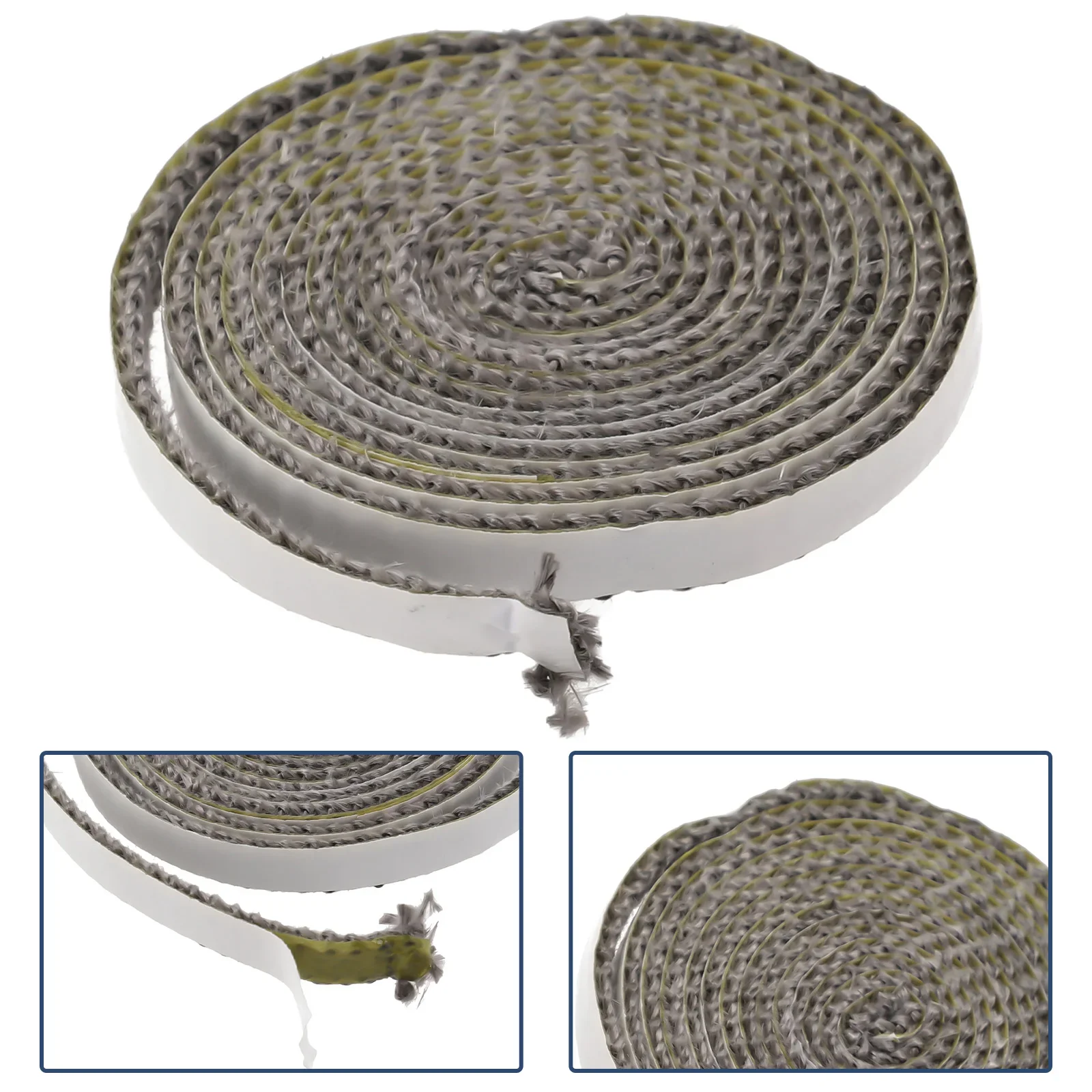 Stoves Door Flat Rope Self Adhesive Stove Tape High Density Fibreglass Rope Fireplace Door Sealing Cord Gasket Tape 2m Length