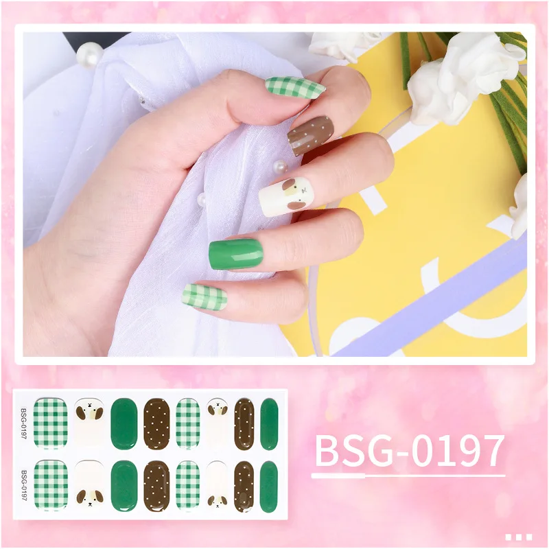 16 Strips Gel Nail Wraps New French Semi-cured Gel Nail Stickers Phototherapy Baking Long Lasting Nail Decoration Decals