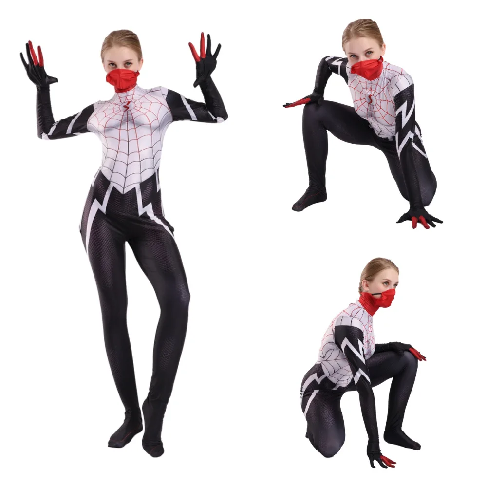 

Masked Spider Man Cindy Tights Role Play Sexy Anime Clothes Cosplay Costume Bodysuit with Mask Anime Movie Jumpsuit Zentai