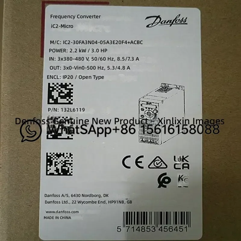 Danfoss iC2 Inverter Drive 2.2KW VFD AC Motor Controller Variable Frequency Drive Models iC2-30FA3N04-05A3E20F4 ACBC 132L6119
