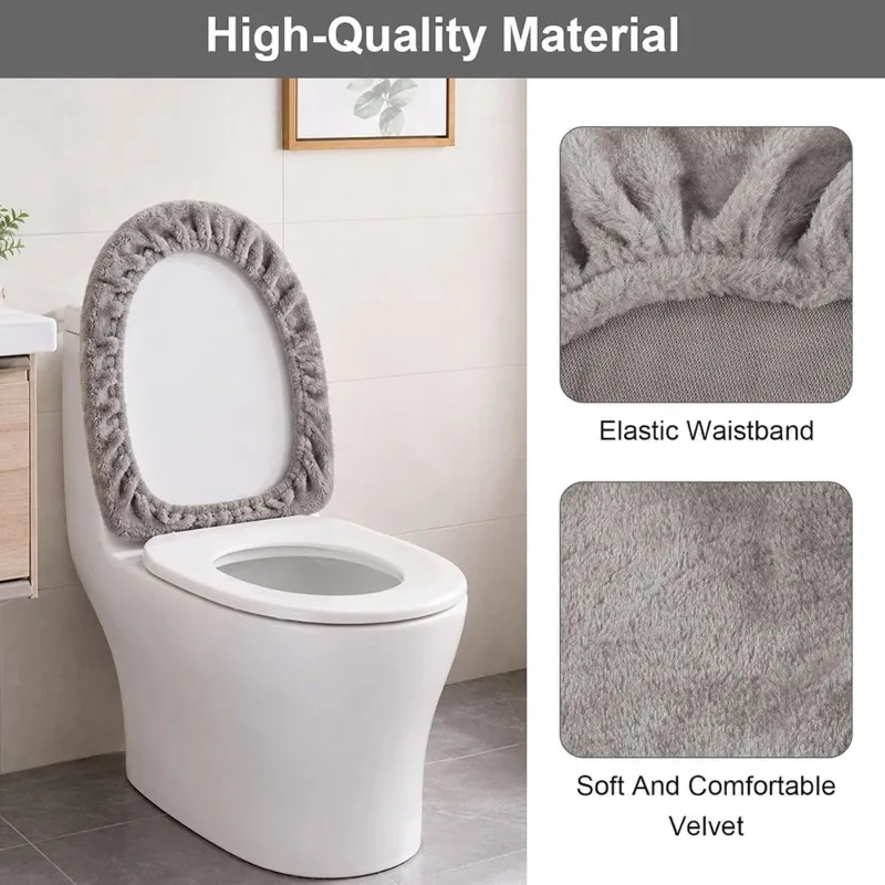 ABYN-Toilet Lid Dust Cover Set-Soft Polyester 2Pcs Seat Covers For Home