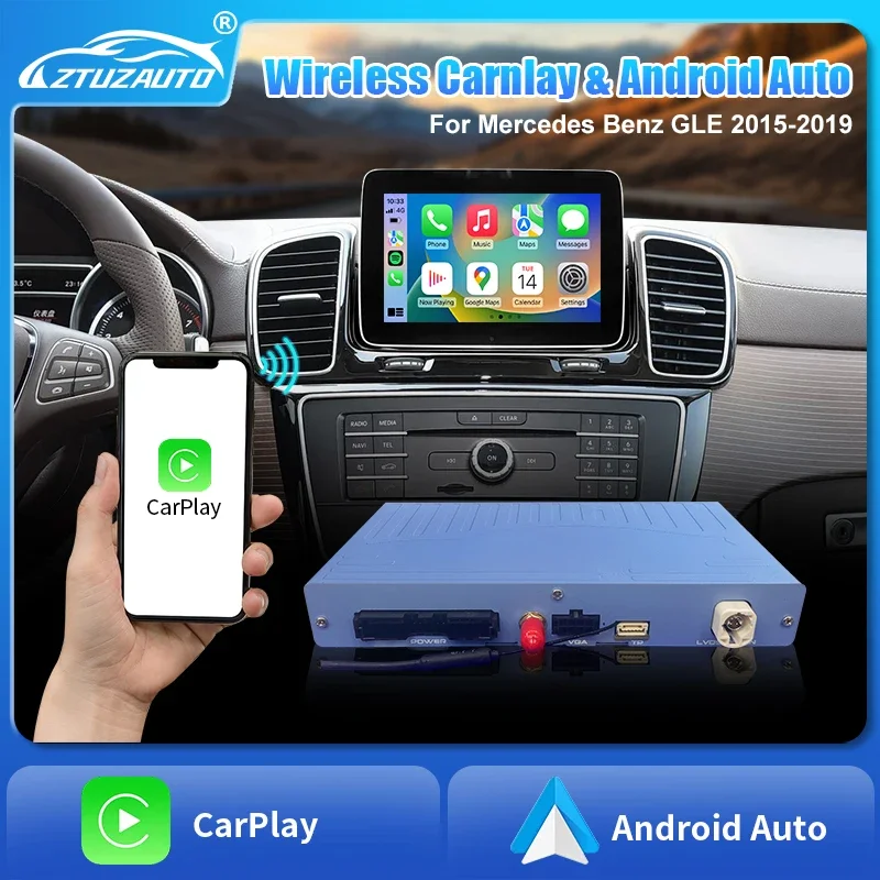 Wireless Carplay Retrofit Kit Decoder for Mercedes Benz GLE NTG5.0 2015-2019 Year, Support Android Auto Mirrorlink, Navigation