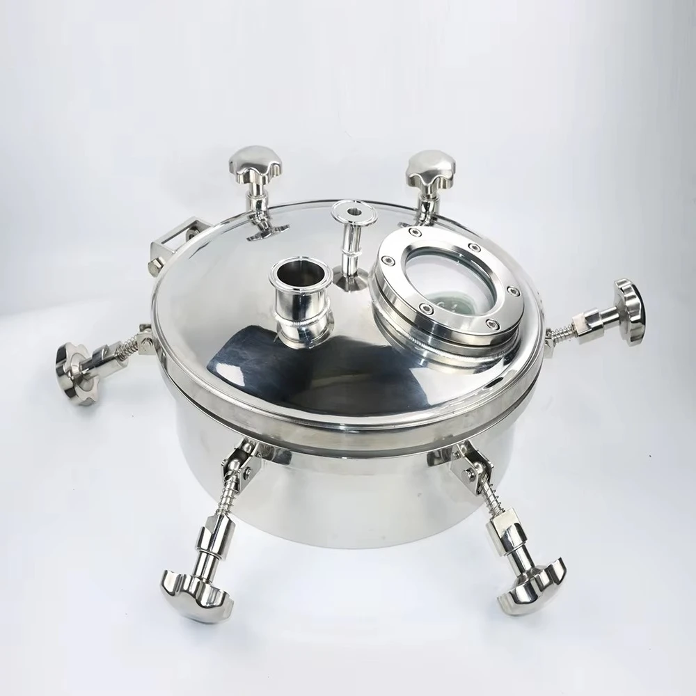 DN500 الفولاذ المقاوم للصدأ الصحي 304 316L فتحة الضغط المستديرة مع الزجاج #5