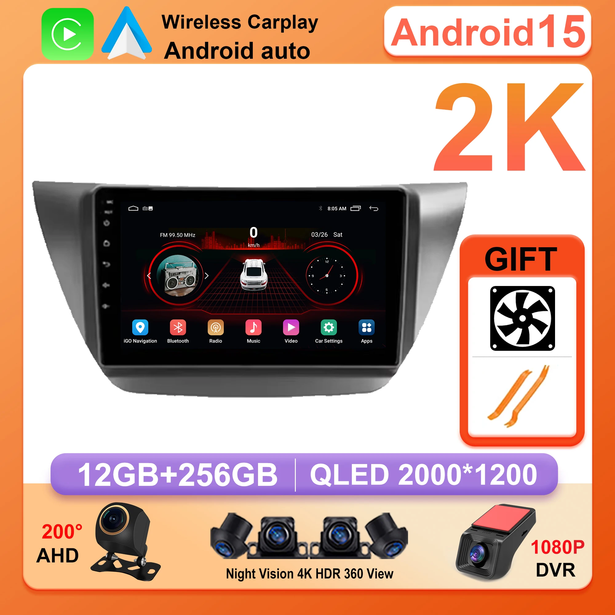 For Mitsubishi Lancer 9 CS 2000 2001 2002-2010 Car Radio Carplay Autoradio QLED No 2din DVD multimedia video player GPS DSP Car