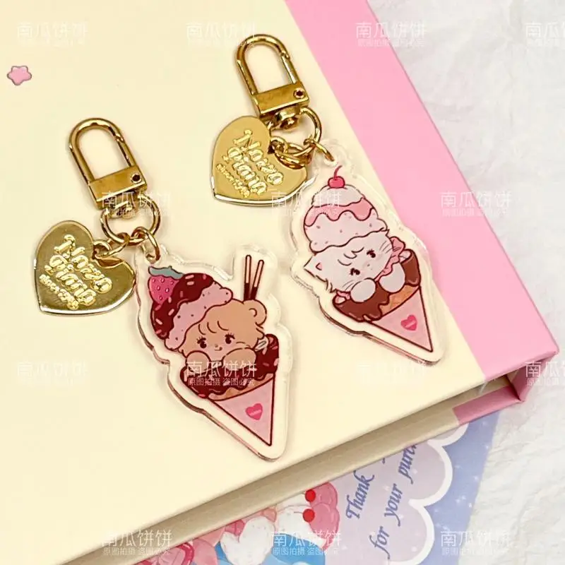 Kawaii Mikko Cute Mousse Souffle Cammy Latte Keychain Card Book Pendant Acrylic Key Ring Decoration Cute Toys Girl Birthday Gift