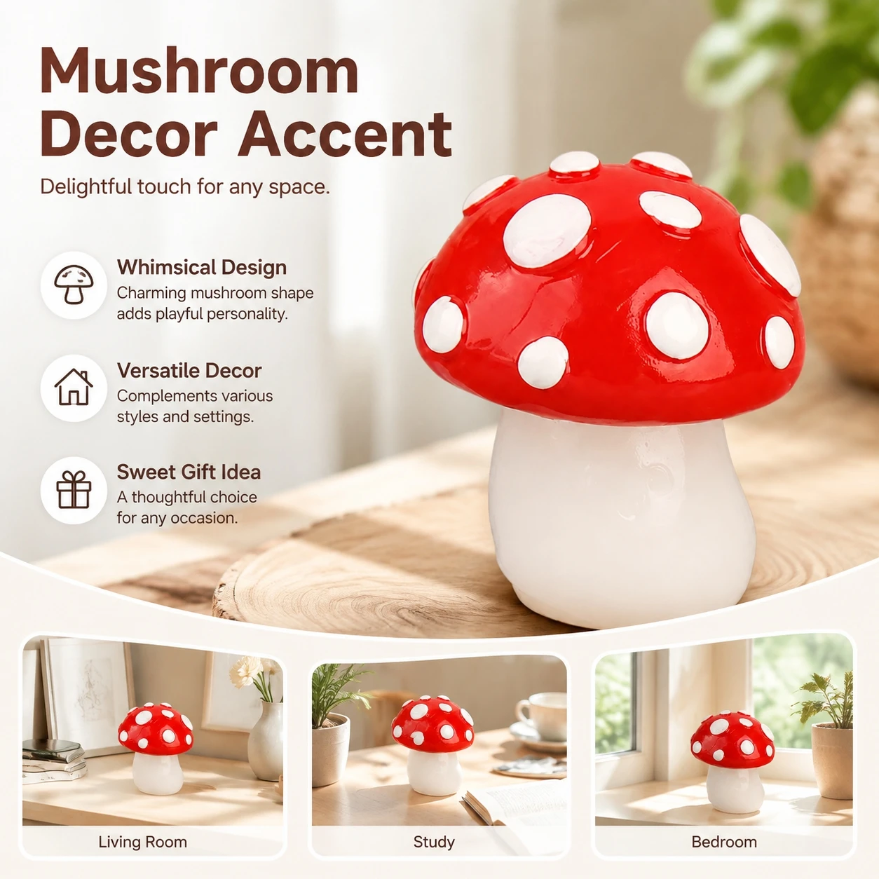 Luminous Mini Mushroom Figurine Glow-in-the-Dark Resin Decor for Fairy Garden Micro Landscape DIY Craft Supplies Ornament