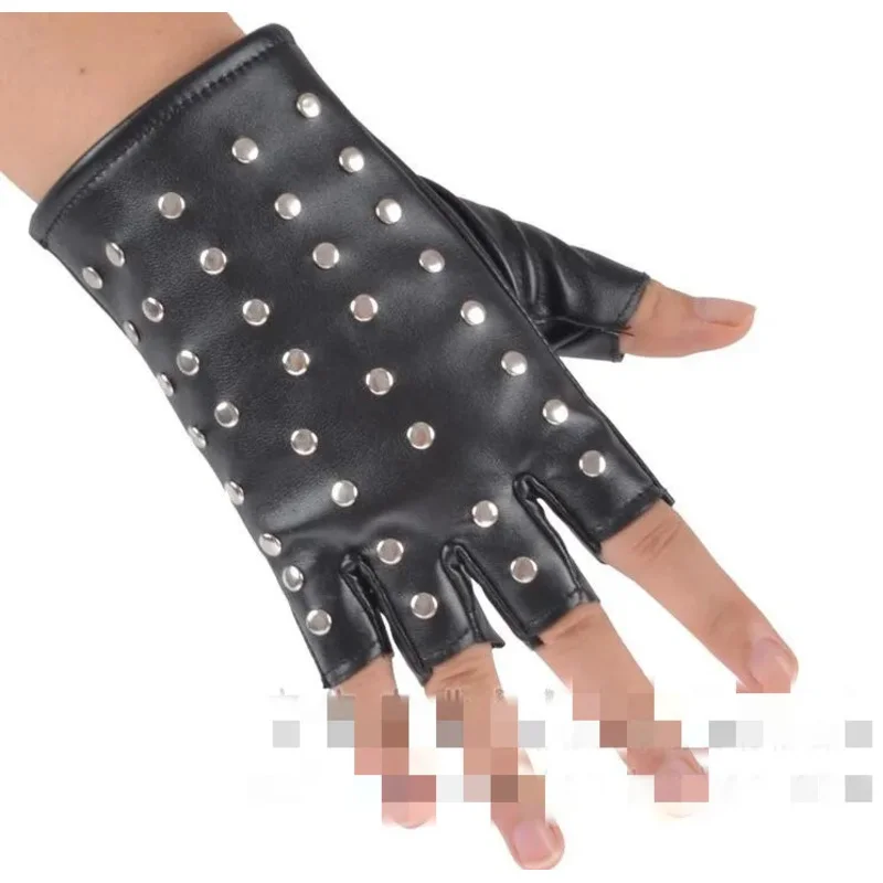 New fashion women's punk rivets motorcycle gloves fashion PU leather glove female accessories Black outdoor riding Guantes r3222