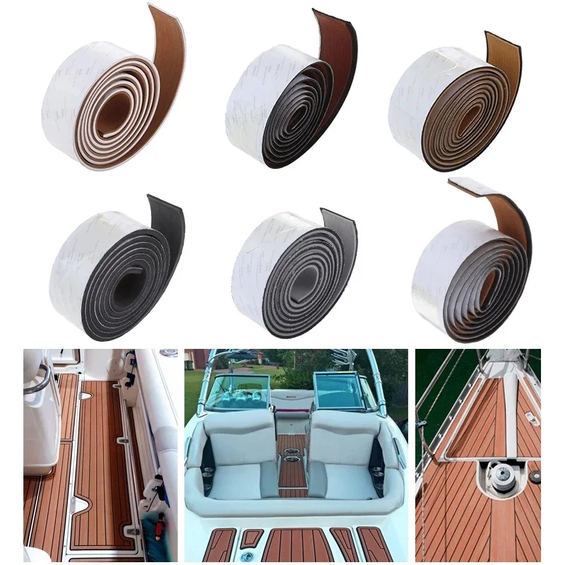 Boat EVA Foam Teak Flooring Mat Self-Adhesive Faux Teak Decking Yacht Sheet Pad Stripe Waterproof 2400X57X6mm