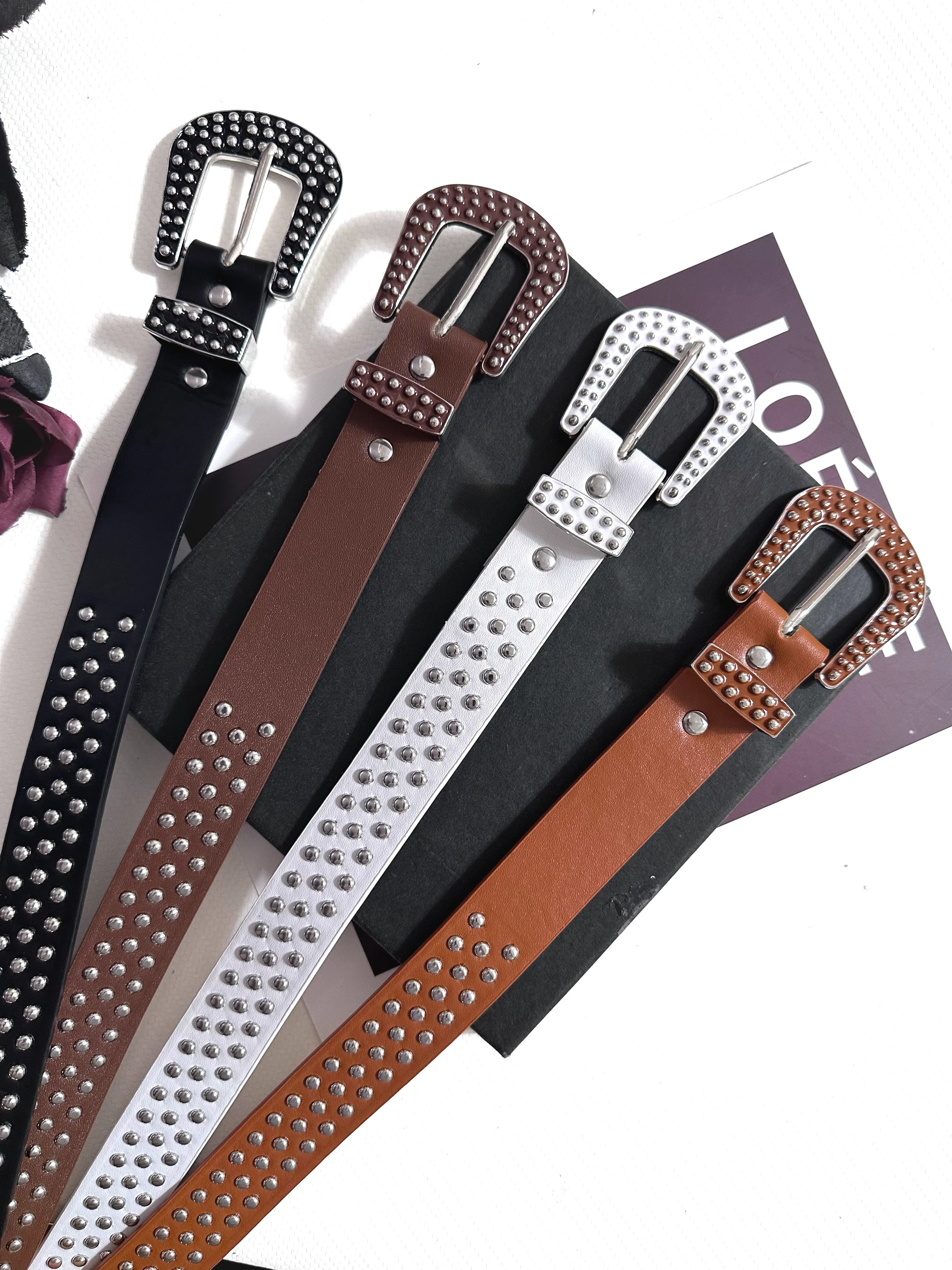 المرأة خمر بولي Leather الجلود برشام الشرير مشد الإناث Cummerbund معطف حزام فستان Decration حزام ضيق J1463