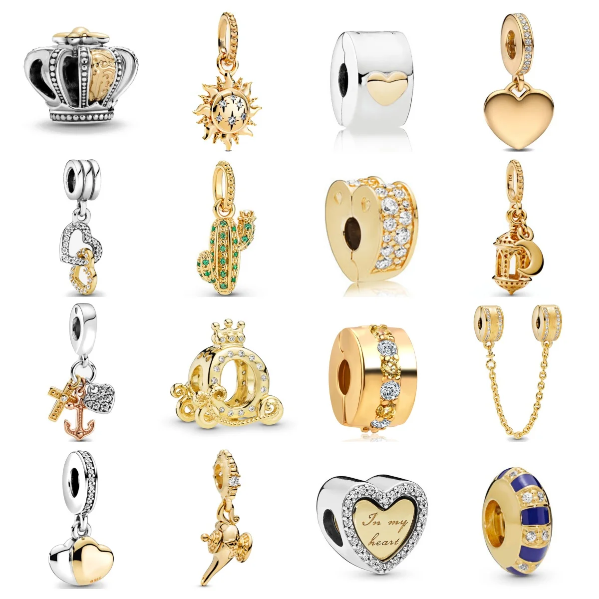 

2024 Европейский Новый 925 Серебряный Золотой Солнце Подвеска Шарм Карета Бусина Подходит Оригинальный Браслет DIY Женские Ювелирные Изделия Для Подарка