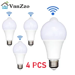 4Pcs E27 PIR lampada con sensore di movimento 9W 12W 15W 18W lampadina a LED con sensore di movimento rilevatore di movimento a radiazioni a infrarossi luce di sicurezza