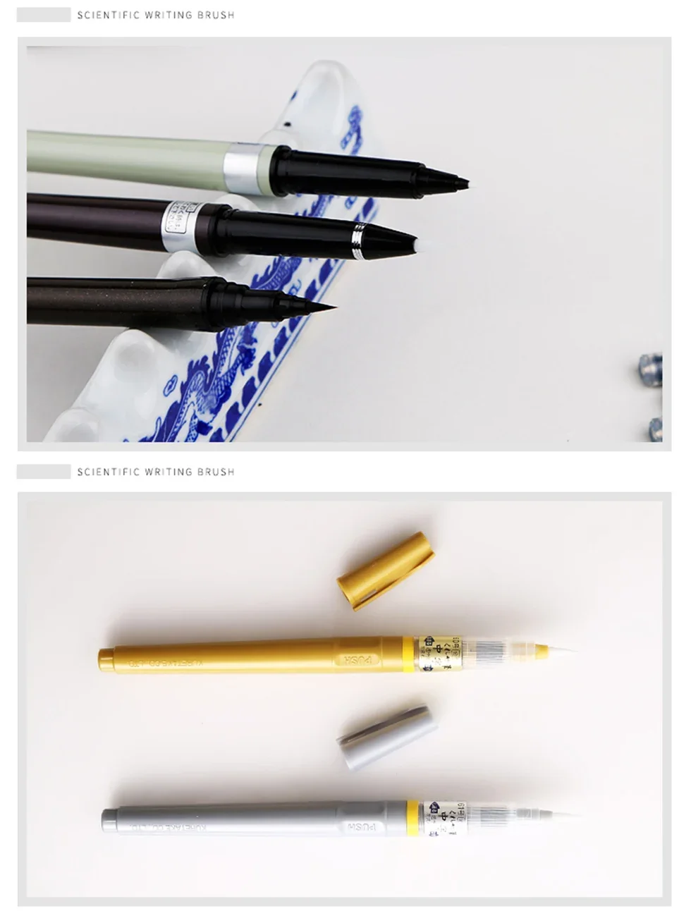 Japan ZIG Kuretake Fude Pinselstift, mittlere Spitze, nachfüllbare schwarze Tinte, für Kalligraphie, Manga, Zeichnen, professionell, Künstler. – Detail 8
