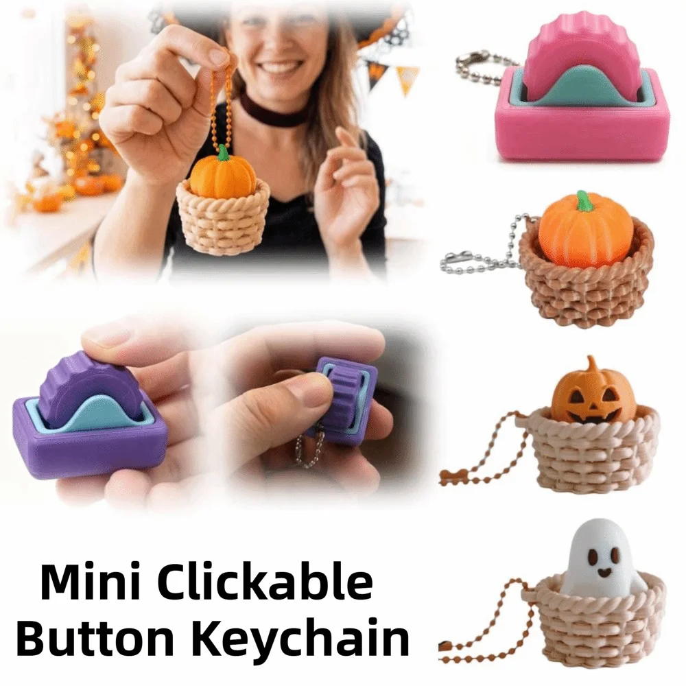 3D Printed Roller Stress-relief Button with Beaded Chain Gear Roller Slides Smoothly Backpack Pendant