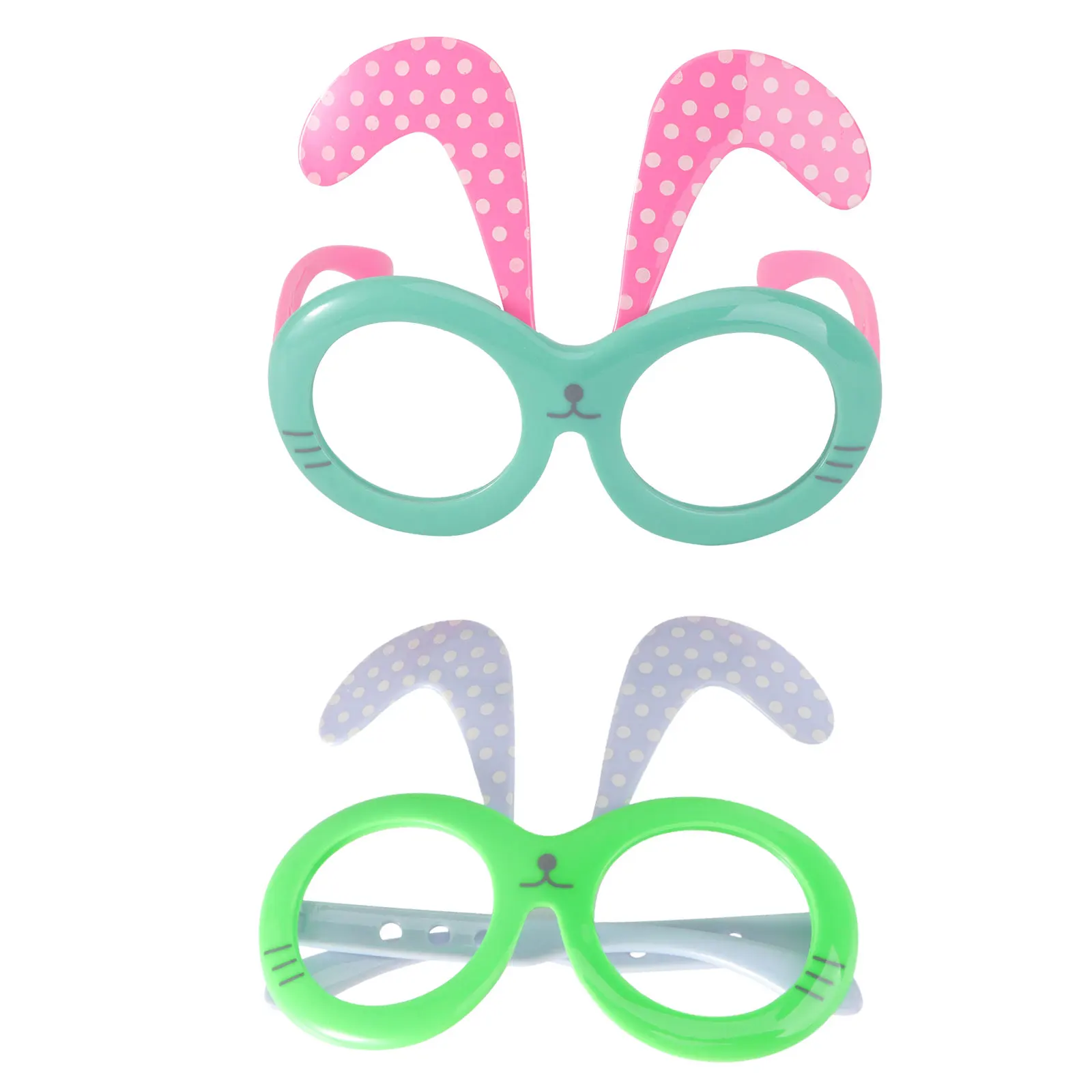 

2 Pairs Rabbit Glasses Masquerade Birthday Eyewear Colorful Plastic Party Accessories Stylish Lightweight Comfortable