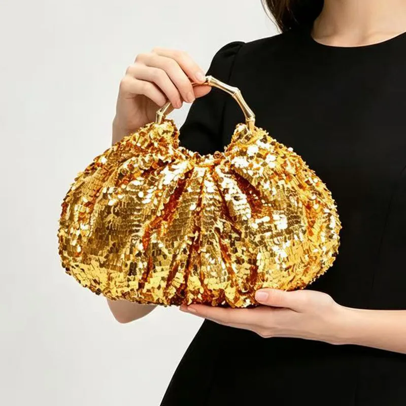 

Gold Silver PVC Sequin Metal Handbags Small Clutch for Women Wedding Party Charm Evening Bags Ladies Fashion Fine Tote Handbags