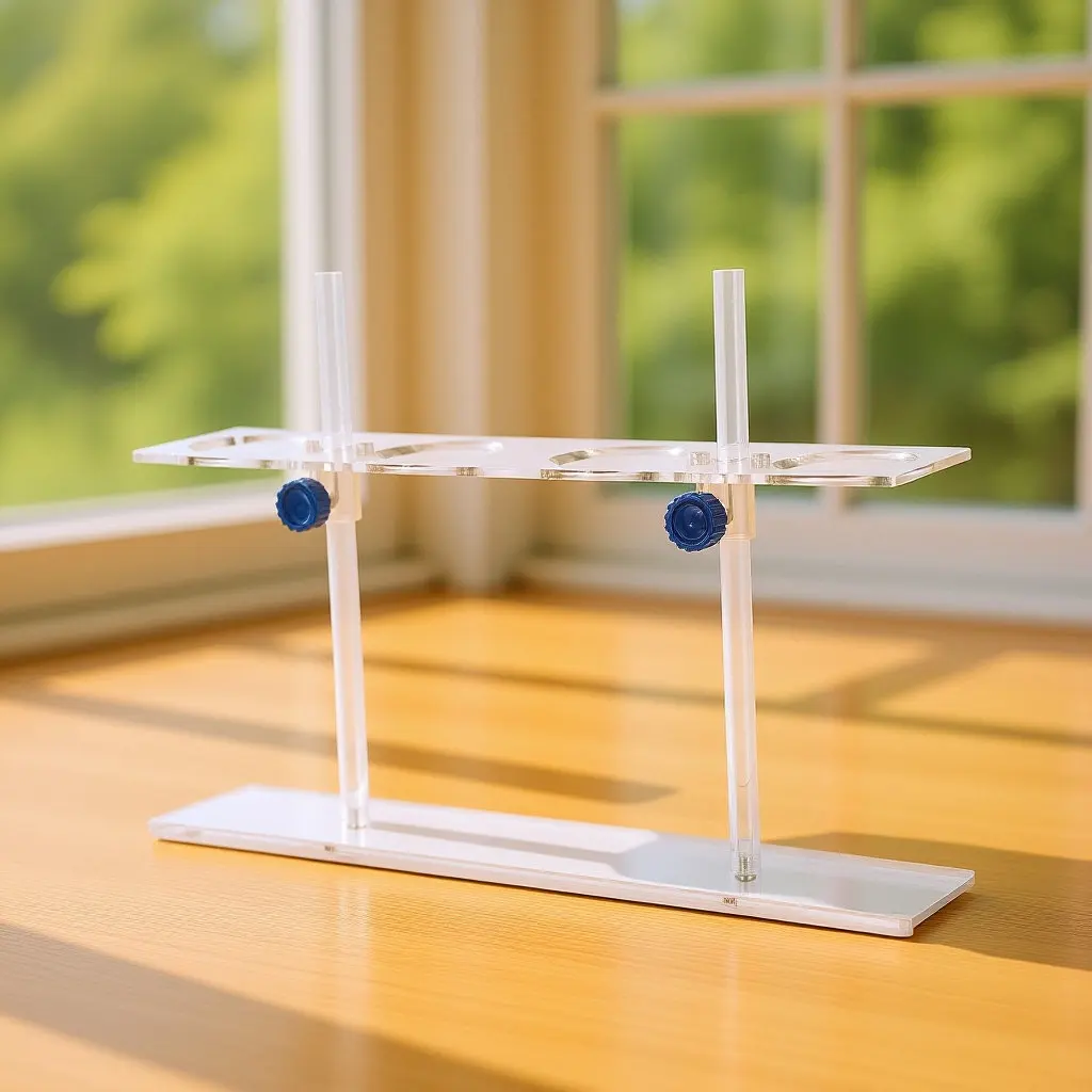 Acrylic 4-Hole Transparent Funnel Rack for Laboratory Organization Acid Resistant Stable Funnel Holder for Chemistry Class