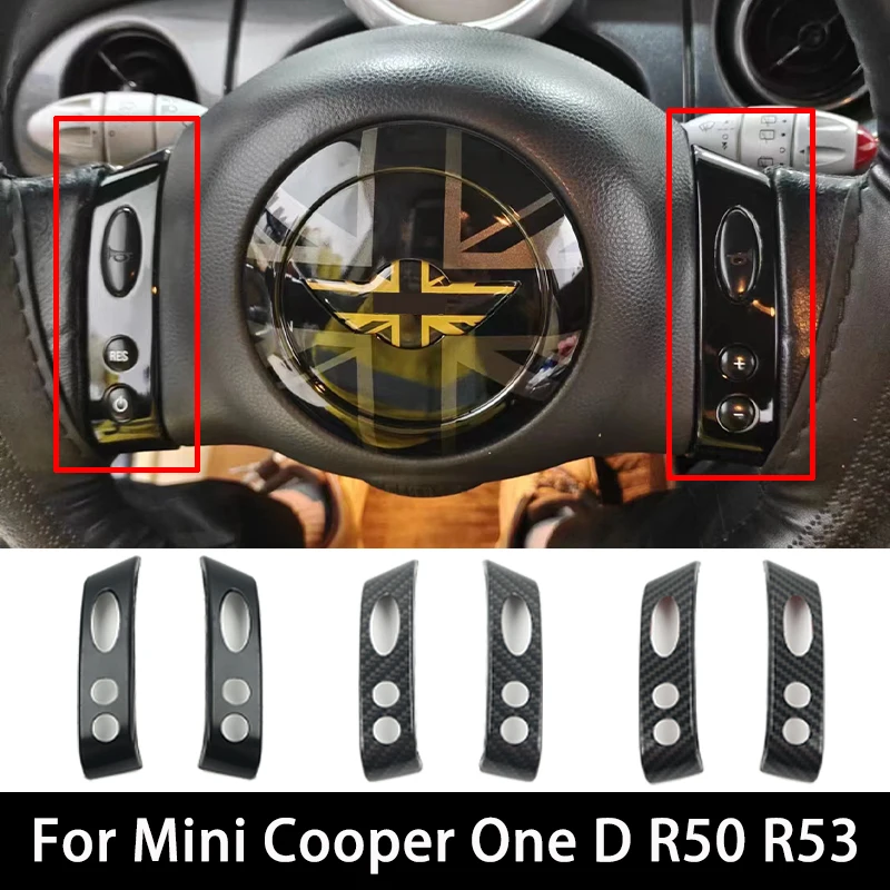 For MINI Cooper One D R50 R53 Car Steering Wheel Trim Cover Steering Wheel Panel Trim Cover Carbon Fiber Pattern Accessories