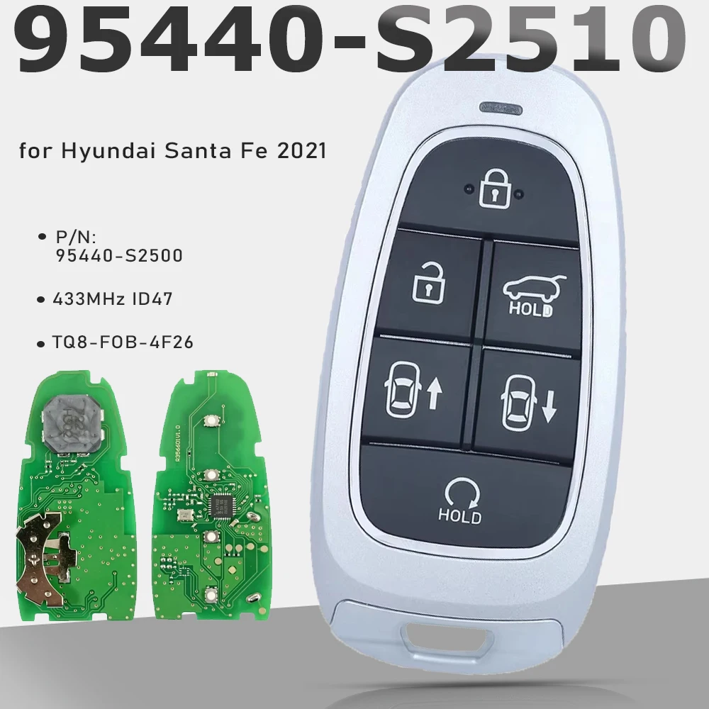 

KEYECU 95440-S2510 для Hyundai Santa Fe 2021, смарт-ключ, бесключевой доступ, пульт дистанционного управления, чип ID47, 433 МГц, ID47