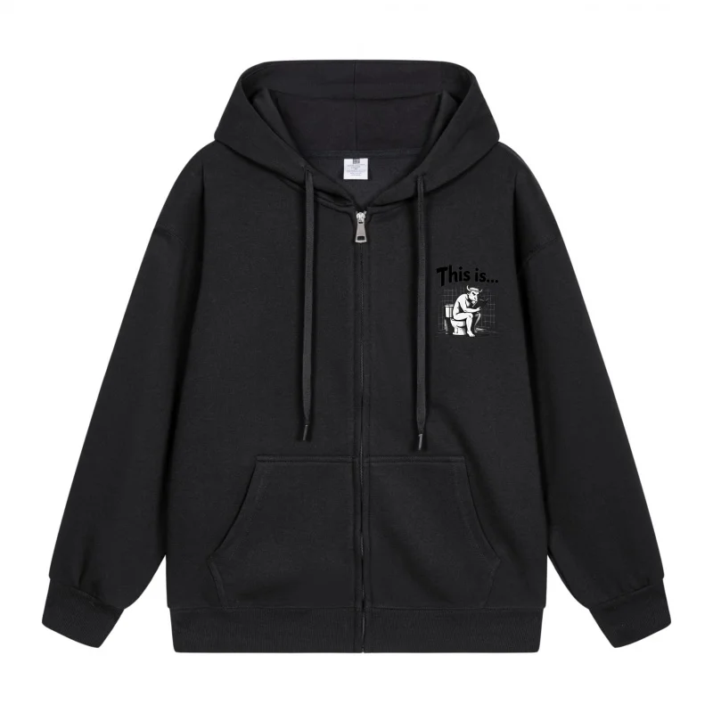 

Men's Zip-Up Hoodie This Is A Simple Print New Style Casual Couples’ Style Casual and Loose