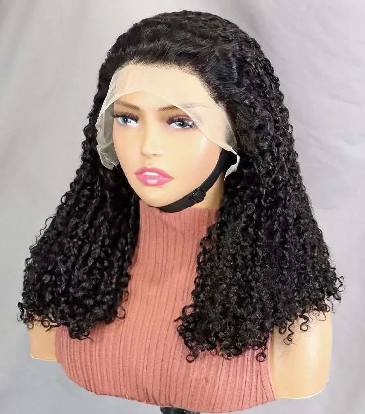

250% Density Bob Curly Human Hair Wigs 12A Double Drawn 13x4 Lace Frontal Natural Black Brazilian Remy Hair for Black Women