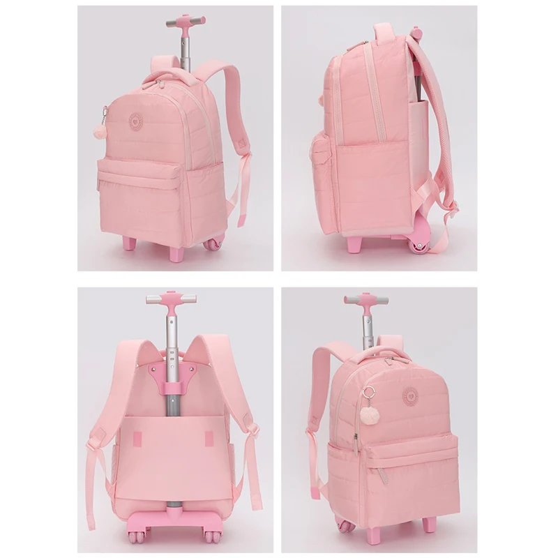 Conjunto de mochila escolar com rodinhas, mochila escolar para meninas, estudantes, mochila com rodas, carrinho, bagagem de viagem, bolsa para livros