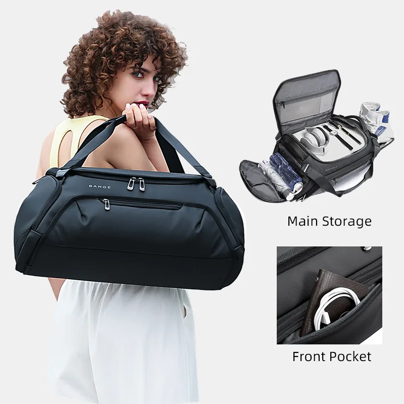 Bange-Bolsa de gimnasio de gran capacidad para mujer, Maleta impermeable de separación en seco y húmedo, paquete de Fitness para Yoga, bolsa de viaje multifuncional, bolsa de zapatos