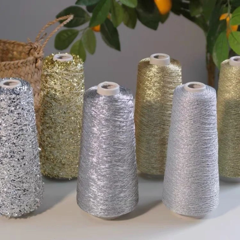 

Silver Gold Hollow Yarn Butterfly Yarn Double Core-spun Yarn Wiring Handmade DIY Crocheted Woven Bag 100g