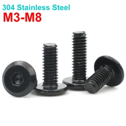 10/20/50pcs M3 M4 M5 M6 M8 Black 304 Stainless Steel Hex Hexagon Socket Hypotenuse Flat Head Screw Bolt for Down Side Furniture