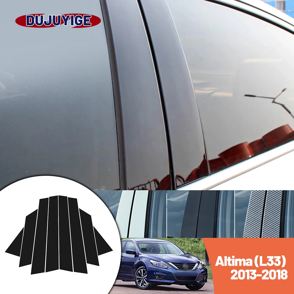 Bright black carbon fiber door and window B C Pillar sticker suitable For Nissan Altima L33 2013-2018 2014 2015 2016 2017