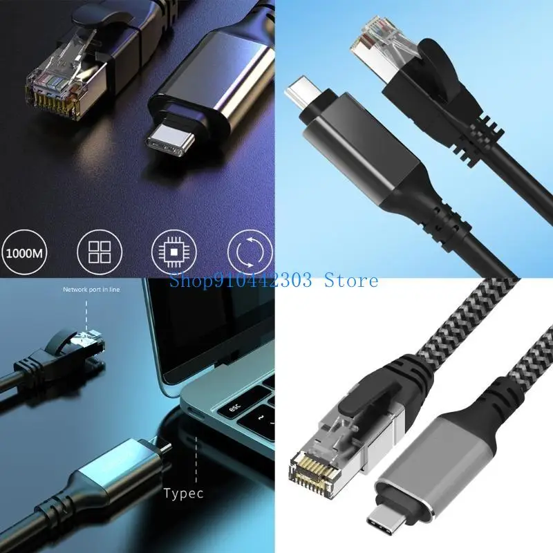 

652F Instants Connectivity USB Type C to RJ45 Gigabit Ethernet Line for Professional