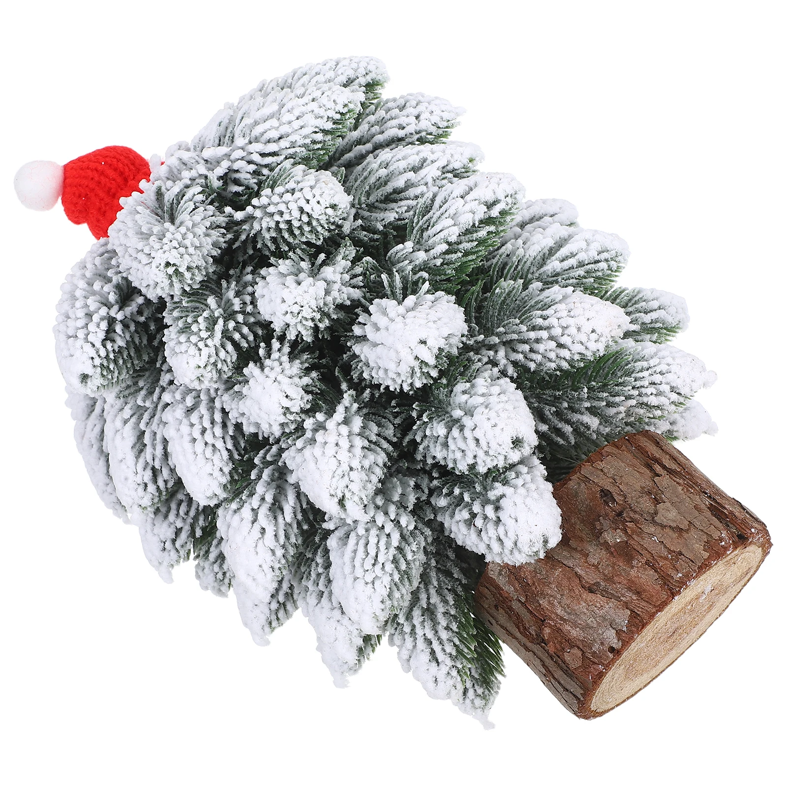 

9 Inch Mini Christmas Wooden Base Lightweight Tabletop Decor Home Party Holiday Desktop Xmas Ornament Artificial Pine Small