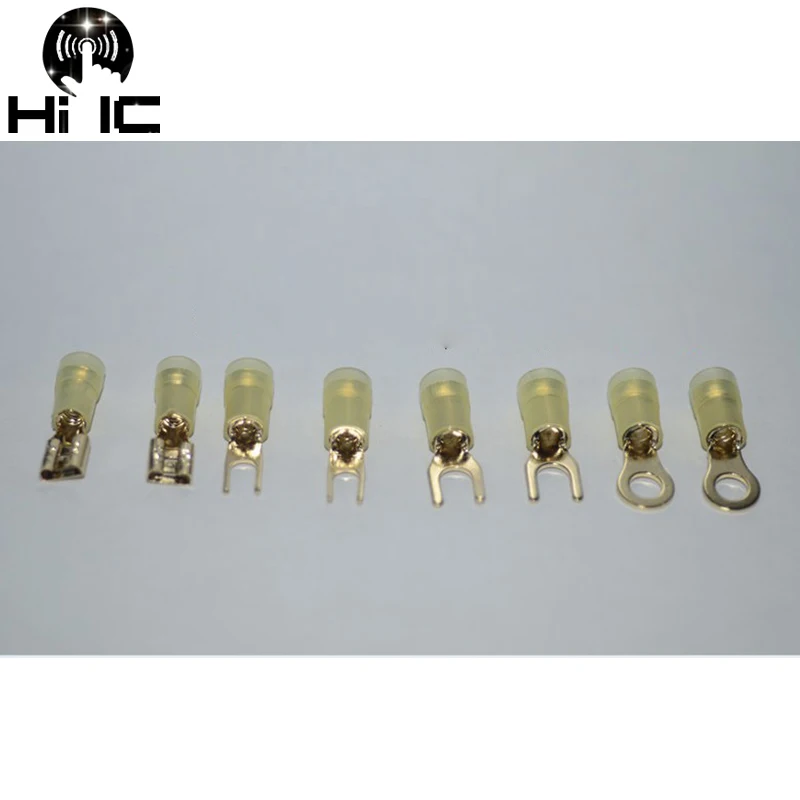 Copper Plated 24K Gold Insulated Male Female Wire Connector   Crimp Terminal Spade Connectors -196°Cold Pressed U O Shaped