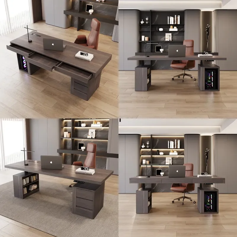 Manufacturer's Price Intelligence Office Desk Solid Wood Computer Desk Modern Multi-drawer Storage Office Desk