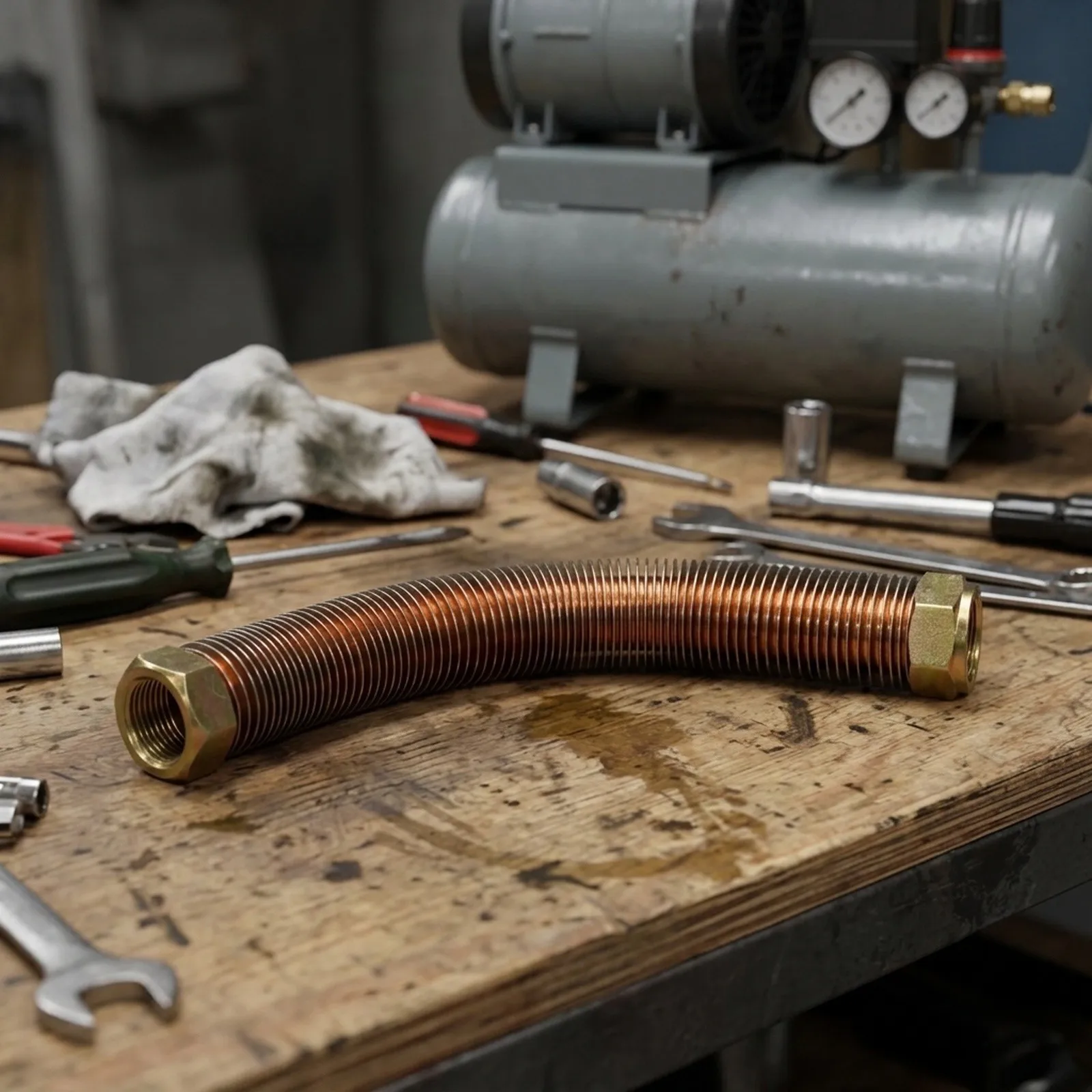 High Pressure Air Compressor Discharge Tube Made with Copper and Aluminum Alloy for Secure and Stable Air Pump Head Connection