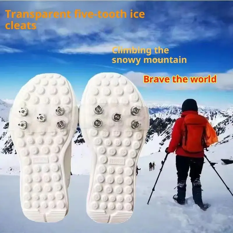 Outdoor Crampons Anti-slip Shoe Covers Adult Mountain Climbing Ice Fishing Snow Boots 10-tooth Sole Nails Winter Ice Grabbers