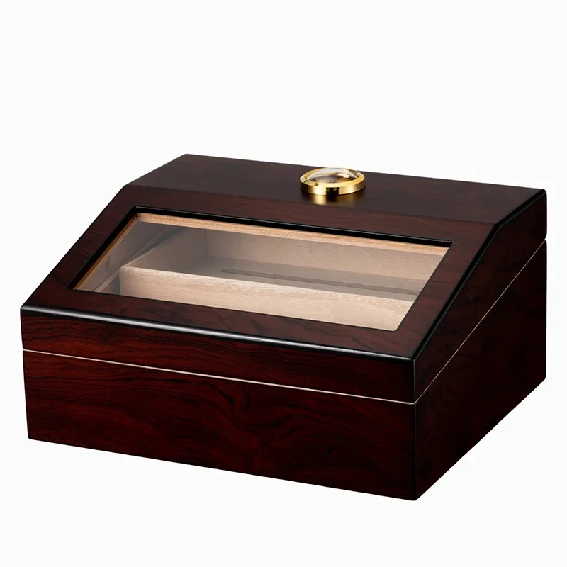 

High-end cigar display case cedar wooden case with thermometer