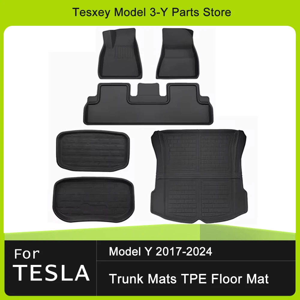 For Tesla Model 3 Highland Model Y 2024 2017-2023 Trunk Mats TPE Floor Mat Front Back Luggage Pad Waterproof  Accessories