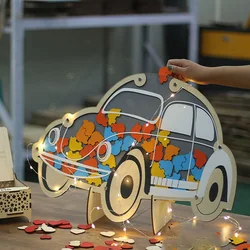 Customized Car Shape Alternative Guestbook, Personalized Wooden Message Signature Drop Box,Wedding Party Baby Shower Decoration