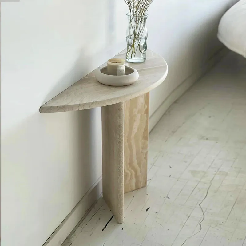 Wabi Sandy Wind Natural Red Travertine Entrance Table Entrance  Platform View Table Minimalist Marble Bar