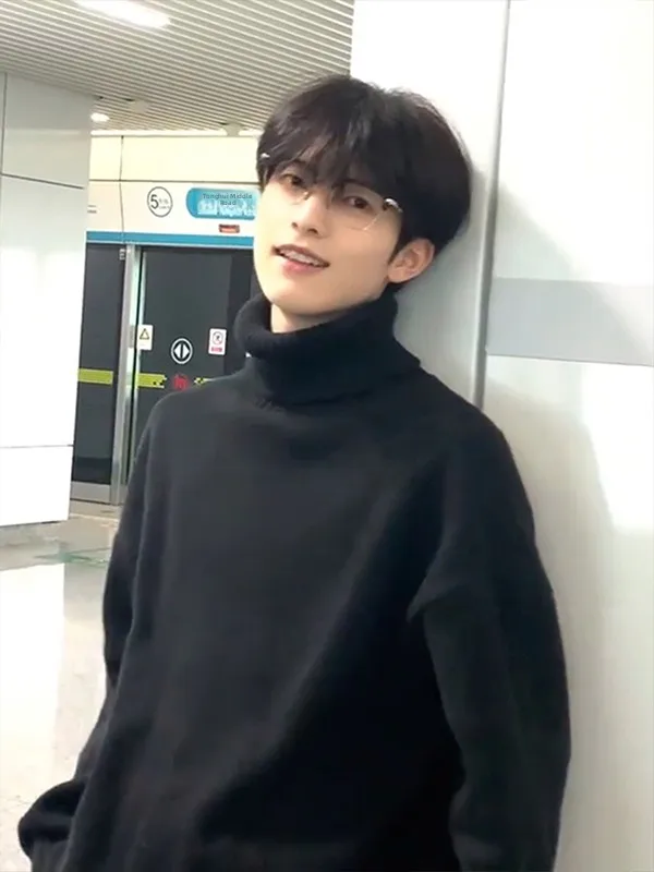 

Bla High Collar Knitwear Men's Sle Autumn Winter Loose Fit Comfortable Base Layer irt Trendy Brand Lazy Sle Knitted S...