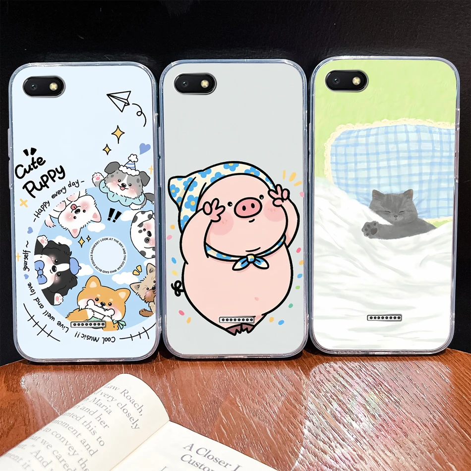 ل Redmi 6A 6 Pro 7A 8A 9A 9AT 9i جراب هاتف جميل الكرتون لينة بولي TPU الشفاف سيليكون الوفير خفيفة الوزن مكافحة قطرة الإسكان