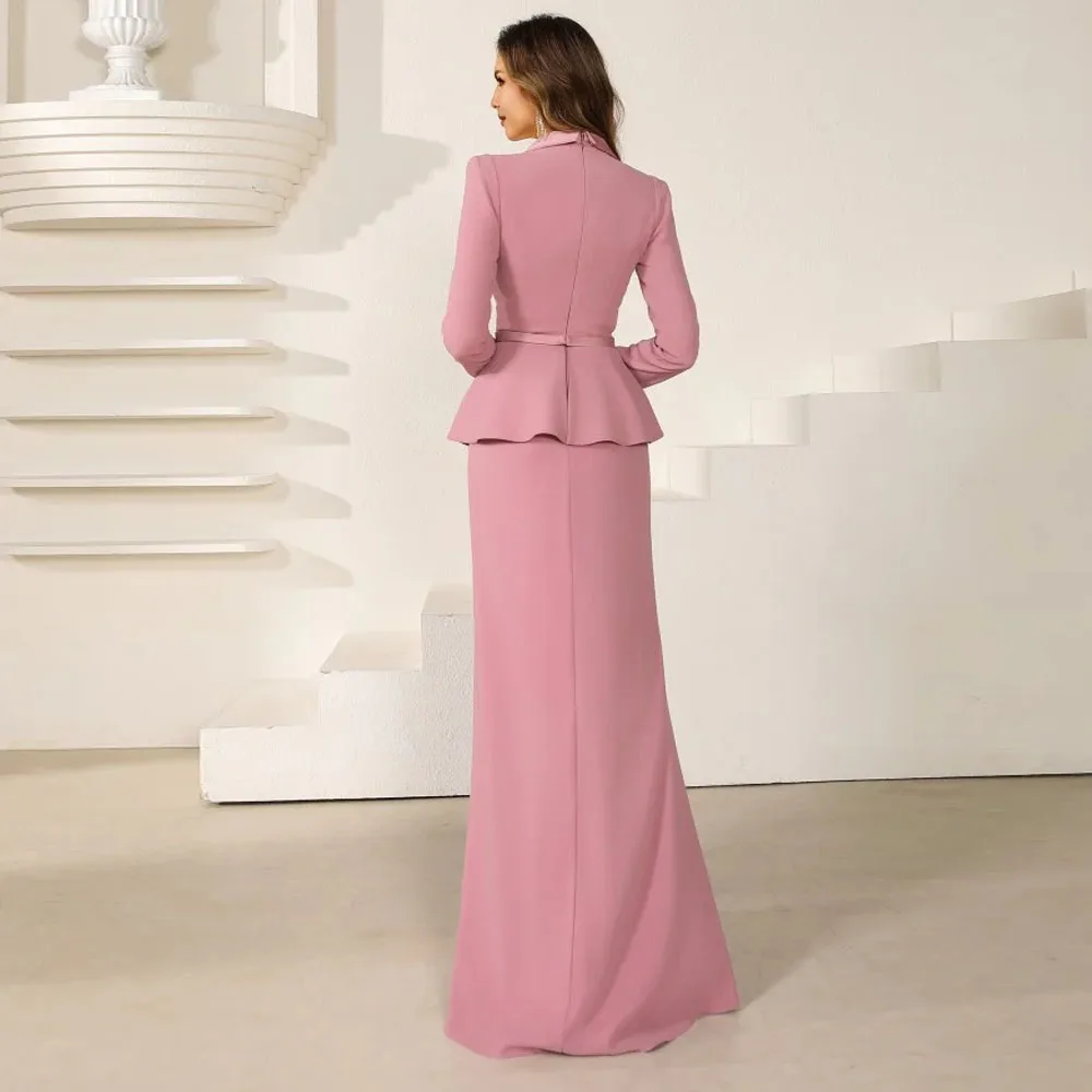 فساتين أم العروس الأنيقة المخصصة 2025 طية صدر السترة المحززة ثوب مسائي رسمي مطوي خط طويل ملابس الضيوف الزفاف